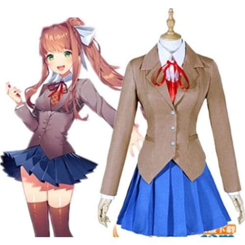 Doki Literature Club Literature Club Monika Cosplay Sayori Yuri Natsuki Cosplay Costume School Uniform Girl Women Costume Game