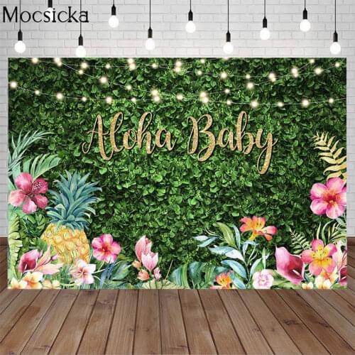 Aloha Baby Party Backdrop Hawaii Tropical Flower Fruit Photography Background Luau Birthday Baby Shower Decor Prop Photo Studio