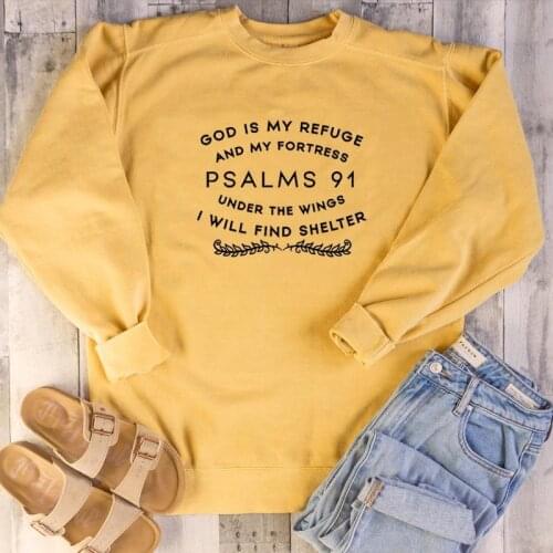 Psalms 91 Christian Gift for Christian Bible Quote Psalms 91 Bible Verse Religious sweatshirt church pure cotton pullovers tops