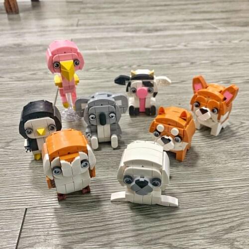 Single sale HSANHE New Animal Woodpecker Sea Lion Dog Cow Bear brickheadz building block for children gifts