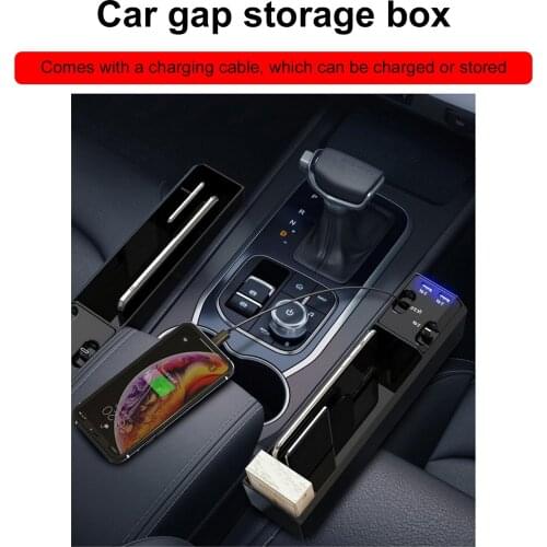 Car Seat Crevice Storage Box Seat Gap Slit Pocket Catcher Organizer for IOS/Android/Type C USB Port Fast Charging Stowing Case