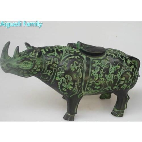Collectible Home Decorated Chinese Bronze rhinoceros Sculpture/Box Statue