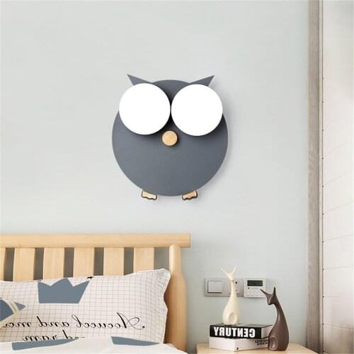 Nordic Creative Owl Metal Led Wall Lamp Living Room Bedroom Decoration Children Bedside Wall Sconce Light Art Corridor Fixtures