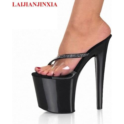 LAIJIANJINXIA New Summer promotion 23CM ultra thin heel Slippers performance photo transparent sandals wedding dress shoes