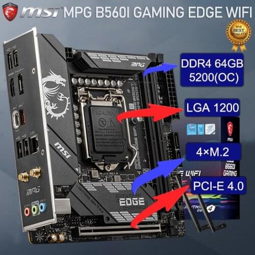 MSI LGA 1200 MPG B560I GAMING EDGE WIFI B560 Motherboard PCI-E 4.0 DDR4 64GB SATA III Intel 11TH Gen Motherboard Placa-mãe New