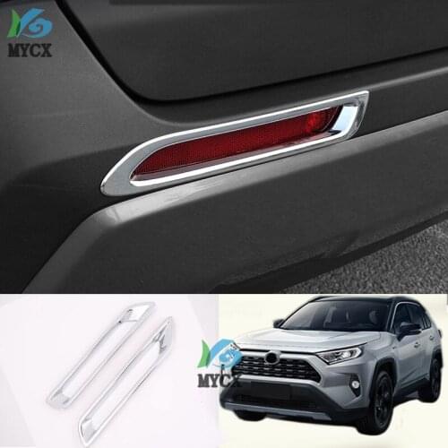 Rear Fog Light Cover Trim Exterior ABS Chrome Adhesive Light Cover Lamp Stickers for Toyota RAV4 XA50 Accessories 2019 2020