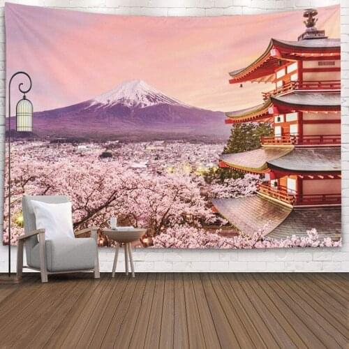 Sakura Tapestry Wall Hanging Living Room Home Decor Custom Pattern Blanket Japanese Wave Wall Tapestry Wall Rugs Printed Carpet