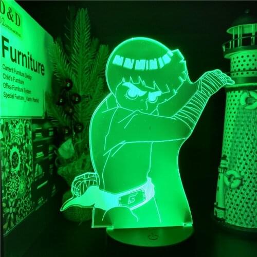 Naruto Rock Lee 3D LED Anime Nightlights Lamp Naruto 3D Visual Lighting Lampara For Bedroom Decoration Bandai