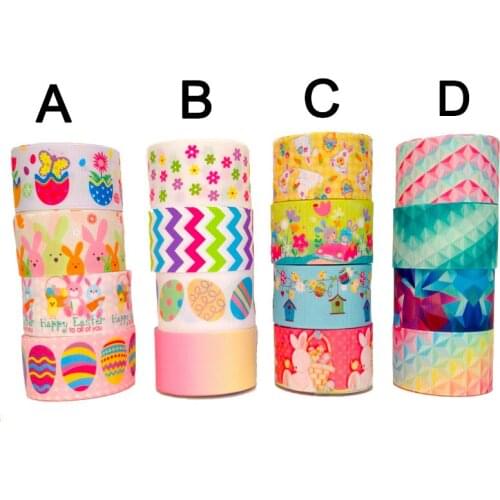 New 12yards 1/2'38mm mixed 4 style lovely pattern printed grosgrain ribbon, each 3 yards