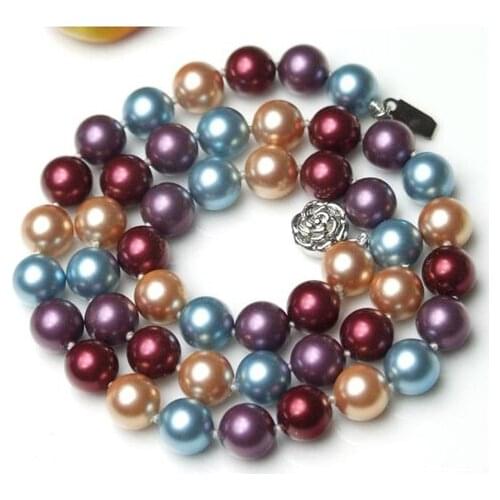 New Fine Unique Pearls Jewellery Superb 8mm South Sea Shell Pearl Round Multicolor Necklace 45cm Silver Flower Clasp Women Gift