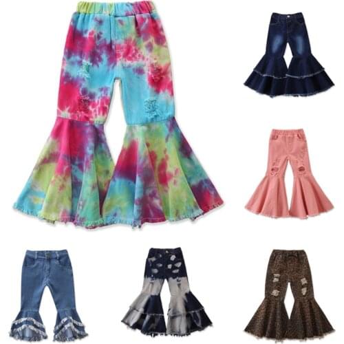 2021 New Arrival Childrens Clothing Baby Girl Bell Bottom Pants Newborn Baggy Jeans Kids Casual Denim Trousers Pantalon Bebe