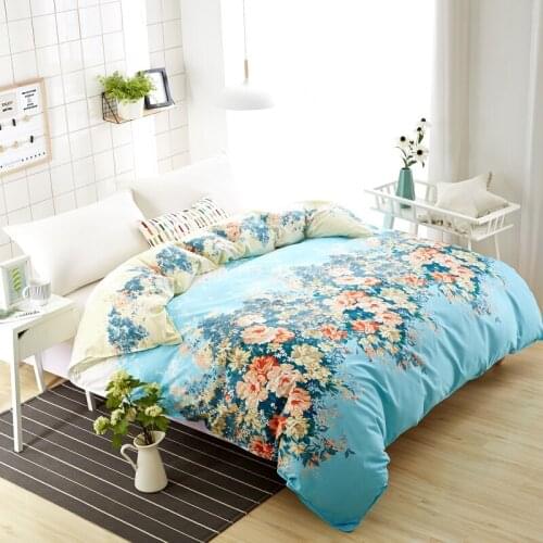 Beautiful Flowers Pattern Duvet Cover Comforter Case Blue Rose Printed Quilt Cover Twin Full Queen King Size for Bedroom Decor