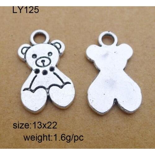 25pcs 13*22mm Alloy Antique Silver Bear Charms Pendant Fit For DIY Bracelet Necklace