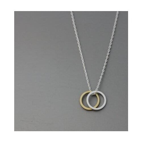 QIMING Women Men Pendant Necklace Simple Double Circle Karma Pendant Simple Necklace For Girl Gift