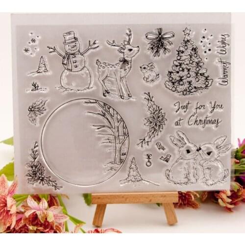 Christmas Bunny Transparent Clear Silicone Stamp Seal Cutting DIY Scrapbook Rubber Coloring Embossing Diary Decoration Reusable