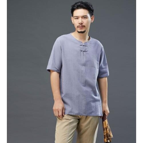 Summer Men Yoga Shirt Linen Chinese Traditional Quickly Dry loose Sweatshirt Jogger exercise Workout Gym Casual Shirt Sportswear