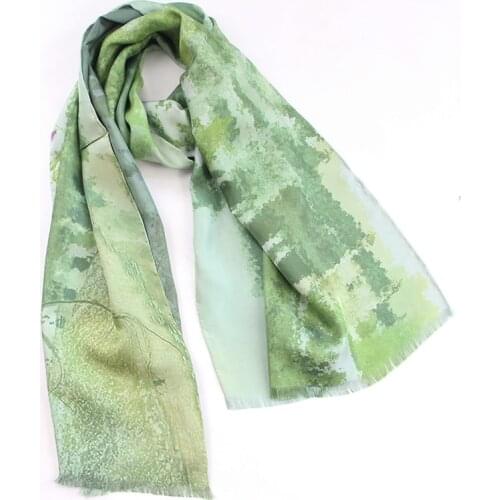 2021 Luxury Designer Two Sides Print 100% Pure Silk 16 MM Thick Twill Hand Rolled Long Mulberry Silk Hair Scarf Hijab for Women