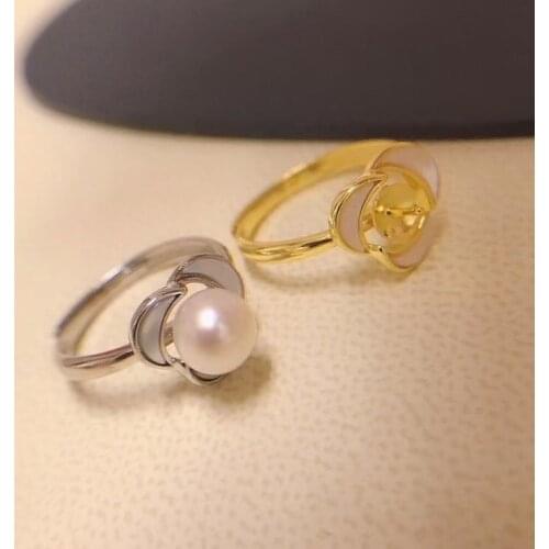 Charm 925 Sterling Silver Adjustable Free Size Ring Settings Findings Mountings Parts for Pearl Corals Jade Crystal Agate