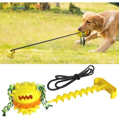 Multifunction Pet Dog Tug-Of-War Dog Walking Outdoor Drawstring Ball Teether Outdoor Sounding Elastic Pull Rope Ball Dog Toy Pet