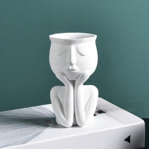 Nordic bust portrait ceramic vase creative portrait sculpture decor frame abstract art human face home decoration flower pot