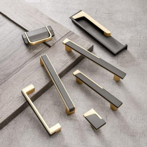 KK&FING Modern Copper Gray Zinc Alloy Kitchen Cabinet Door Knobs and Handles Hidden Drawer Knobs Furniture Door Handle Hardware