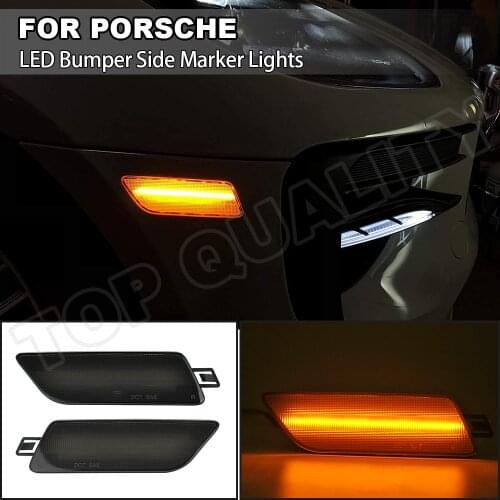 LED Bumper Side Marker Lamp For Porsche Macan GENI 2014 2015 2016 2017 2018 2019 Smoke Clear Lens Amber LED Turn Signal Light