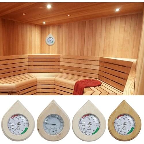 Wood Grain Sauna Thermometer Hygrometer Wooden Hygrothermograph Indoor Temp&Humidity Measurement 20 to 120°C