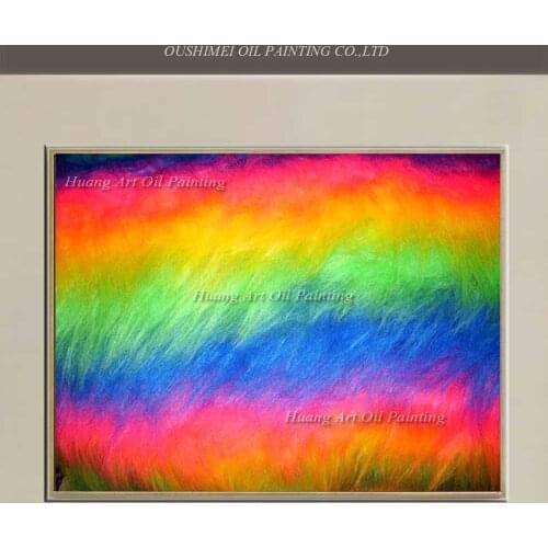Creative Art Hand Painted Modern Abstract Rainbow Oil Painting Colorful Landscape Decorative Painting On Canvas For Living Room