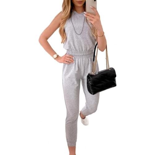 Summer Women Outfits Pant Sets Washable Stylish Pure Color Women Sleeveless Top Pants Outfit Women Top Pants Suit 2021