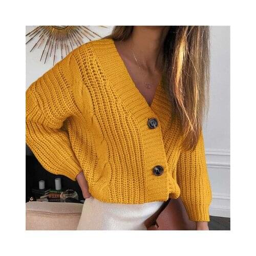 Women Short Cardigan Knitted Sweater Autumn Winter Long Sleeve V neck Jumper Cardigans Casual Streetwear Fashion Pull Femme Coat