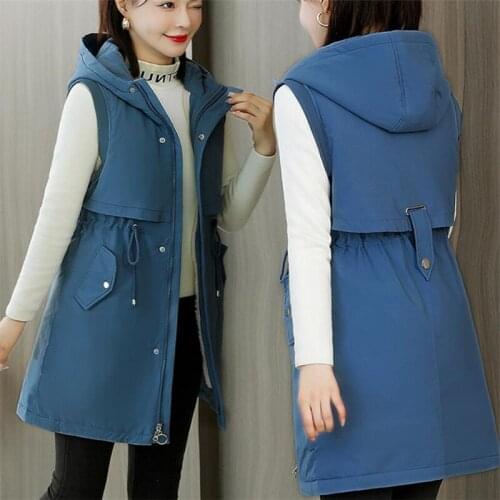 Vest coat Autumn Winter Woman Vest high quality Hooded Long Vest Jacket Cotton Padded Women Windproof Warm Waistcoat