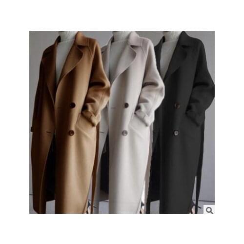 FNOCE 2021 new spring womens woolen overcoats fashion trends elegant solid eye catching slim Adjustable Waist outwear coats