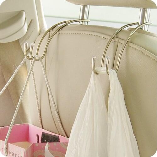 1 Pair Car Fastener Clip Stainless Steel Handrest Holder Hook for Bag Purse Auto Seat Back Hanger Car Interior Accessories