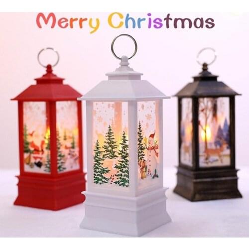 1Pcs Christmas Light LED Candle Tea Light Candles Cages Christmas Candlestick Printing Decoration Button Elk Claus Santa Ba M8F7
