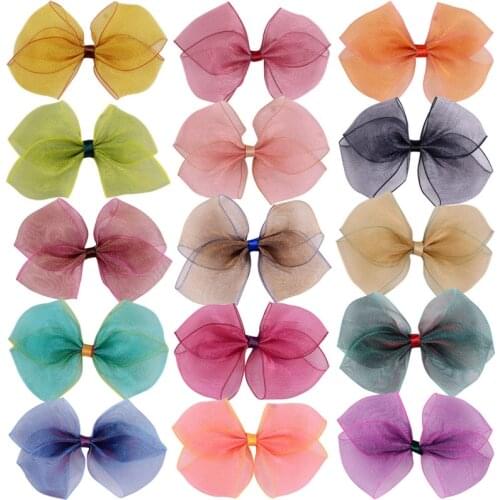 10pcs/lot Colorful Snow Yarn Organza Stain Ribbon Bowknot for DIY Hairpin Shoe hat Tie decoration Accessories