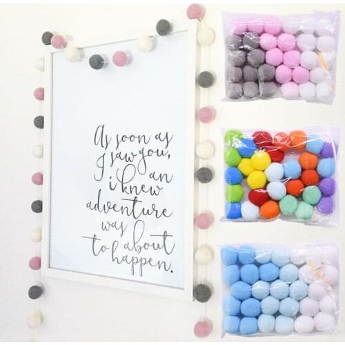 2.5m Banner 30pcs Wool Felt Balls Soft Fluffy Poms Balls DIY Pompoms Garland Kid Room Wall Decor Nursery Bedroom Pom Pom Crafts