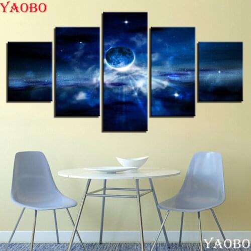 5d diamond Embroidery Blue Earth Planets Abstract Landscape diamond painting 5 pcs cross stitch,diy diamond picture rhinestone