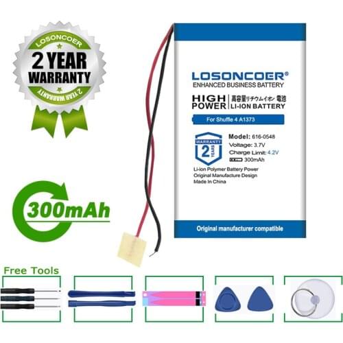 LOSONCOER Battery 300mAh 616-0548 For Apple ipod Shuffle 4rd 5rd 6rd Generation 4 5 6 Accumulator Batteries