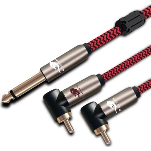 Audio Cable MONO 6.35mm Jack 1/4" to Dual Angled RCA Phono Hifi Bess Guitar Electric Organ Hifi RCA Cable 1M 1.5M 2M 3M 5M 8M