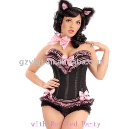 Free Shiiping Black Pink Sexy lingerie Lace Up Basque Corset costume S-XXL BL068