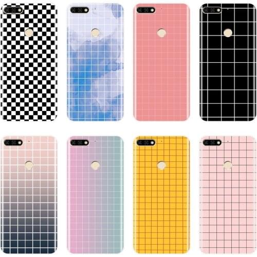 Back Cover For Huawei Honor 7 8 9 10 Lite Silicone Soft Yellow Gird For Huawei Honor 10 9 8 8X MAX 7 7S 7X 7A 7C Pro Phone Case