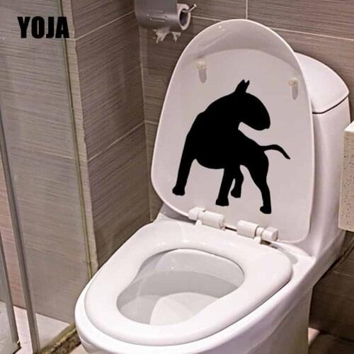 YOJA 18.4X22CM English Bull Terrier Wall Sticker Silhouette Toilet Decal Dog Breed Home Decor T5-1587