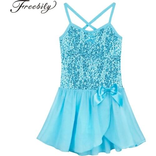 Kids Sequined Camisole Ballet Tutu Gymnastics Leotard Costume Formal Ballet Dance Dress Children Stage Performance Clothing