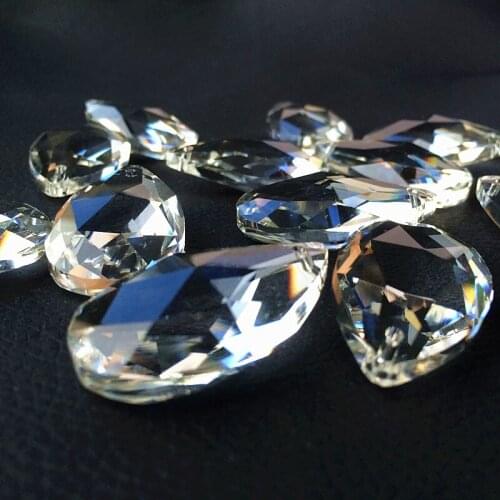 Top Quality 10pcs/lot 38*21mm Clear Angels tears Faceted crystal Glass Chandelier prisms (+Free rings) crystal Glass Suncatcher