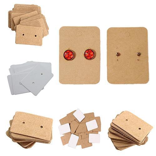 100Pcs Cardboard Paper Package Earring Cards For Ear Studs Retro Hanging Board Plain Jewelry Accessories Display Holder Tag Gift