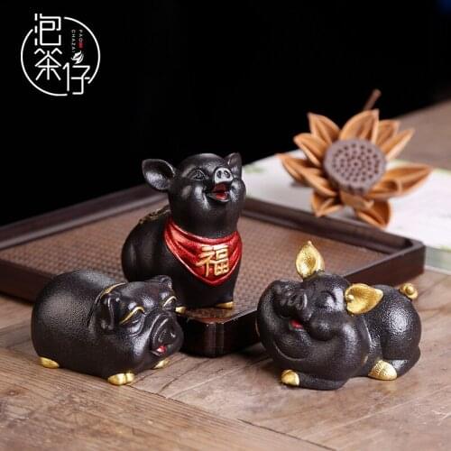 Ceramic zodiac pet pig cute little pig tea tea tray home furnishing articles personality tea tea table decorations