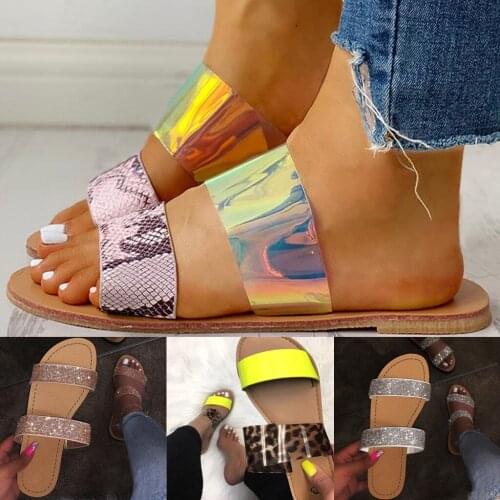 Leopard Slippers Womens Summer Non-slip Slippers Monochrome Vintage Roman Plus-size Flat Slippers Sandals Shoes chaussure femme