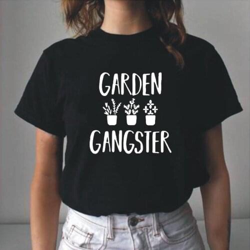 Summer O-Neck Short Sleeve Casual Tee Shirt Femme Fashion Garden Gangster T Shirt Women Tops Funny Cotton T-shirt Camiseta Mujer