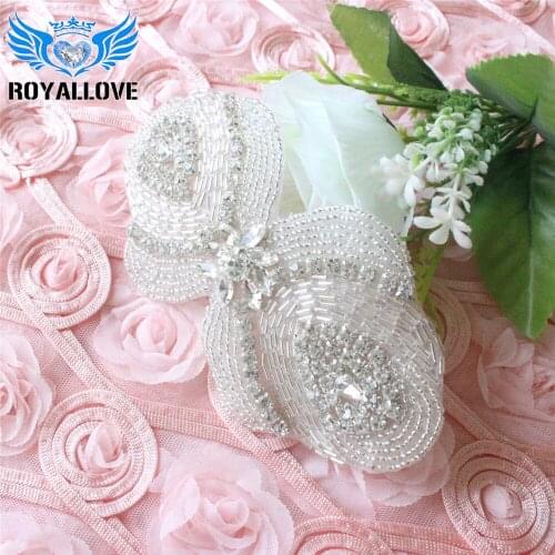 Hot 30Pcs Rhinestone Beaded Applique Rhinestone Applique Crystal Trim Bridal Accessories Wedding Dress Sash Belt Headband Patch