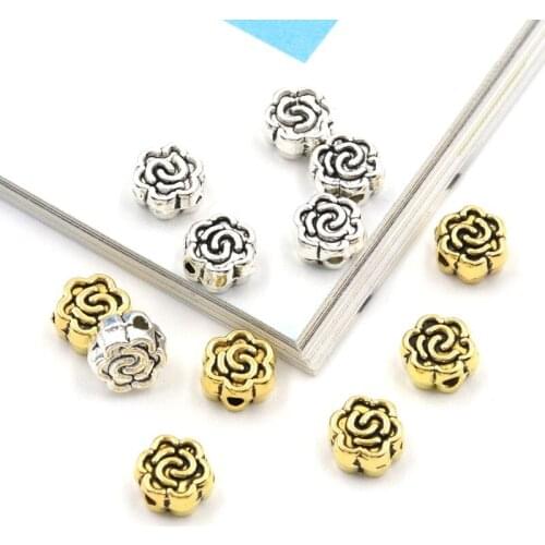 50pcs/lot Hole 1mm Flower Shaped Loose Spacer Metal Beads For Jewelry Making Finding Handmade Jewelry Accessories Diy Necklace